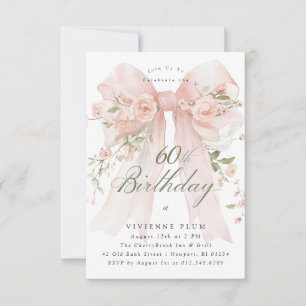 Invitación Cumpleaños 60 elegante floral rosa PETITE