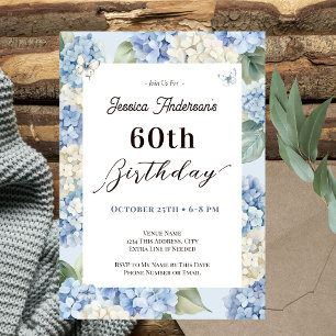 Invitación Cumpleaños 60 en Jardín de Adultos con Hortensias