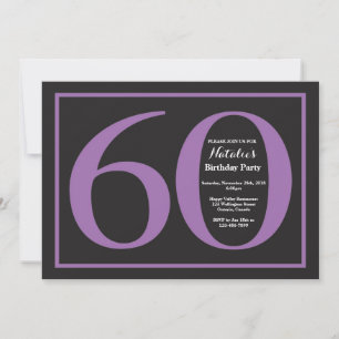 Invitación Cumpleaños 60 en Pizarra Morado y Negro