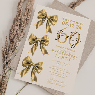 Invitación Cumpleaños 60 Fiesta de Cumpleaños Lazo Coqueta de