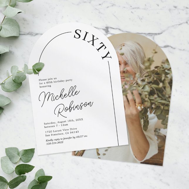 Invitación Cumpleaños 60 Minimalista Arco Adulto (Subido por el creador)