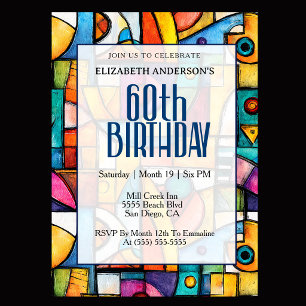 Invitación Cumpleaños 60 Modernista Cubista