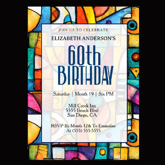Invitación Cumpleaños 60 Modernista Cubista