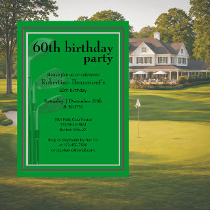 Invitación Cumpleaños 60 Moderno Corporativo Golf Verde Negro