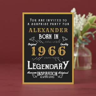 Invitación Cumpleaños 60 personalizado 1966 Leyenda Negra Dor