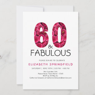 Invitación Cumpleaños 60 Rosa Floral Sesenta y Fabuloso