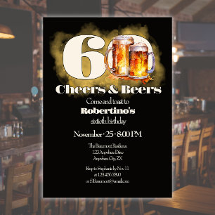 Invitación Cumpleaños 60 Rústico Simple Vintage Cheers & Beer