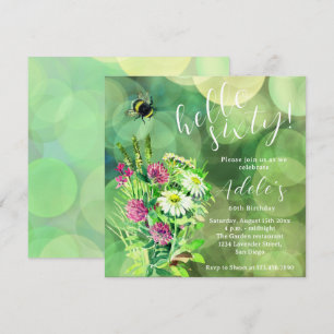 Invitación cumpleaños 60 salvaje flor acuarela