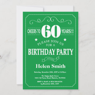 Invitación Cumpleaños 60 Verde y Blanco