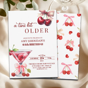 Invitación Cumpleaños 64 Chic A Tini Bit Older Cherry Martini