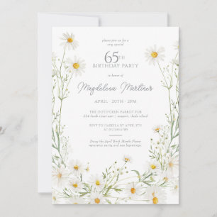 Invitación Cumpleaños 65 Abril Flor del Mes Margarita
