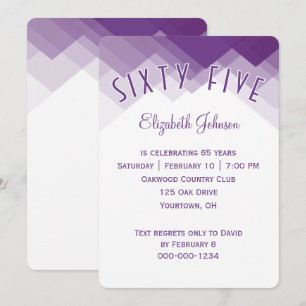Invitación Cumpleaños 65 años Border púrpura y blanco