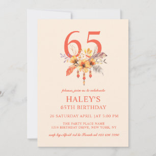 Invitación Cumpleaños 65 Boho Wildflower Otoño Floral