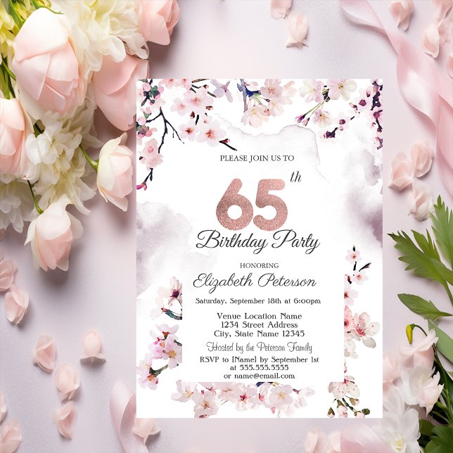 Invitación Cumpleaños 65 de Cherry Blossom (Subido por el creador)