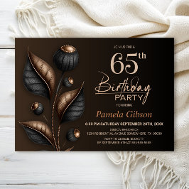 Invitación Cumpleaños 65 Estilizado con Eucalipto Negro y Cob