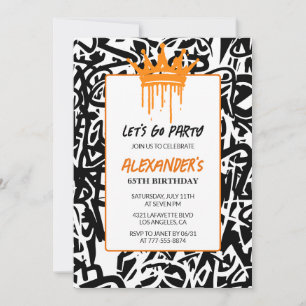 invitación cumpleaños 65 hombres fiesta graffiti p