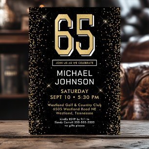 Invitación Cumpleaños 65 Moderno Negro