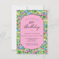 Cumpleaños 65 Pink Green Preppy Print Golf