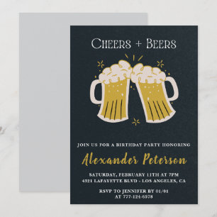 Invitación Cumpleaños 68 Hombres Cheers Cervezas Pizarra Rúst