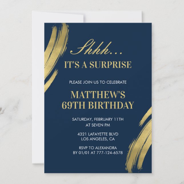 invitación cumpleaños 69 Sorpresa fiesta Hombres A (Anverso)