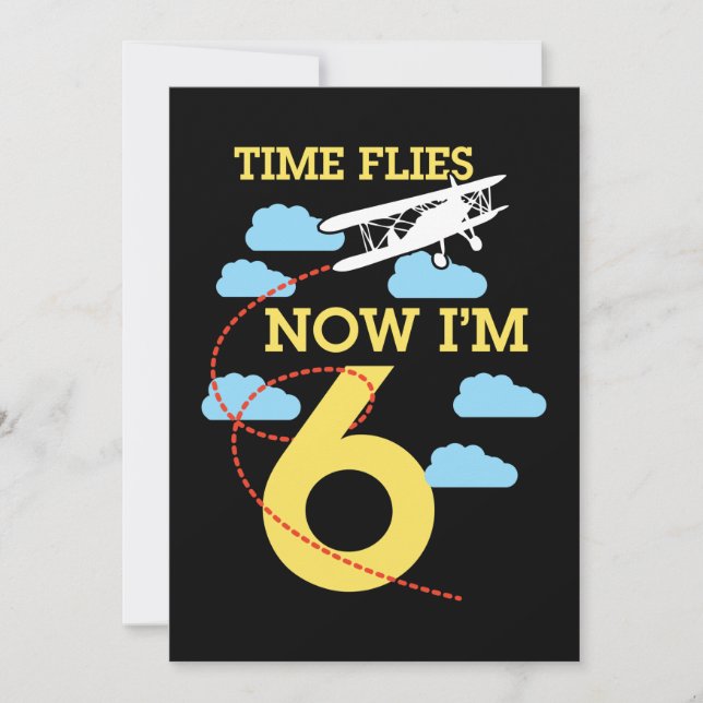 Invitación Cumpleaños 6 años niños Avión Cumple 6 años (Anverso)
