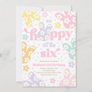 Invitación Cumpleaños 6 de Bunny Daisy Floral Pastel Primaver