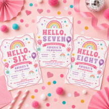 Cumpleaños 6 de Hello Six Rainbow Girl