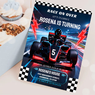 Invitación Cumpleaños 6 de Kart de Carreras