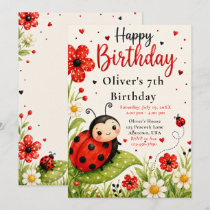 Invitación Cumpleaños 6 de Ladybug Lindo