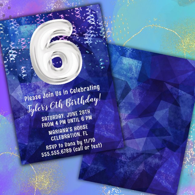 Invitación Cumpleaños 6 de Niño Azul Blanco (Subido por el creador)