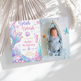 Invitación Cumpleaños 6 de Sirena Splash Splash