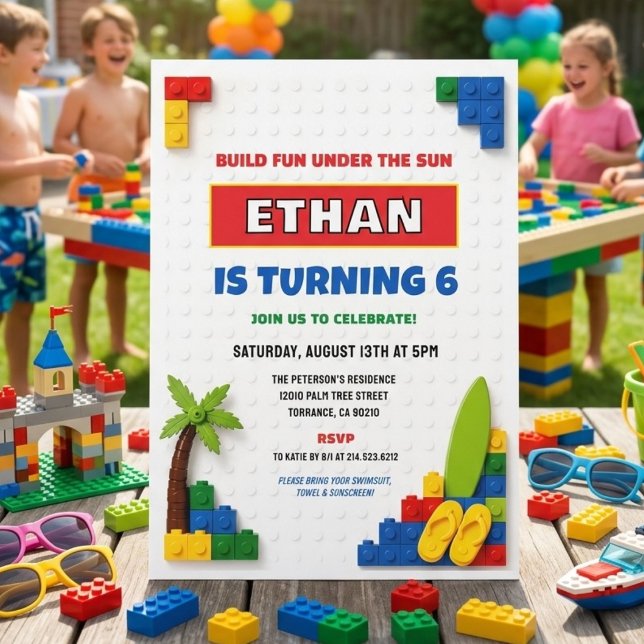 Invitación Cumpleaños 6 del niño bloques de construcción Fies (Subido por el creador)