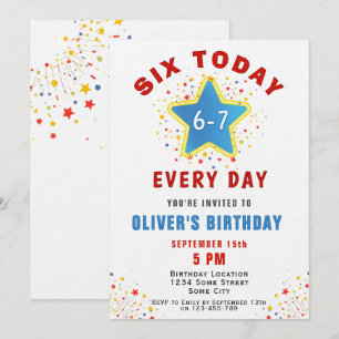 Invitación Cumpleaños 6 Hoy 6 7 Todos los Días Meme Estrella 