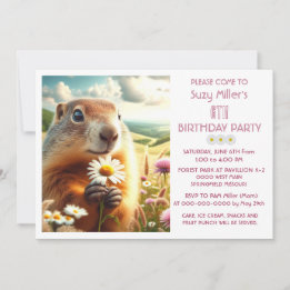 Invitación Cumpleaños 6 niña animal y margarita
