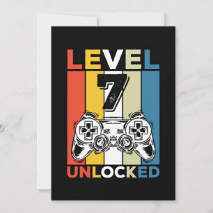 Invitación Cumpleaños 7º nivel desbloqueado 7 juegos vintage