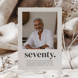 Invitación Cumpleaños 70 años hombres cuadrado foto