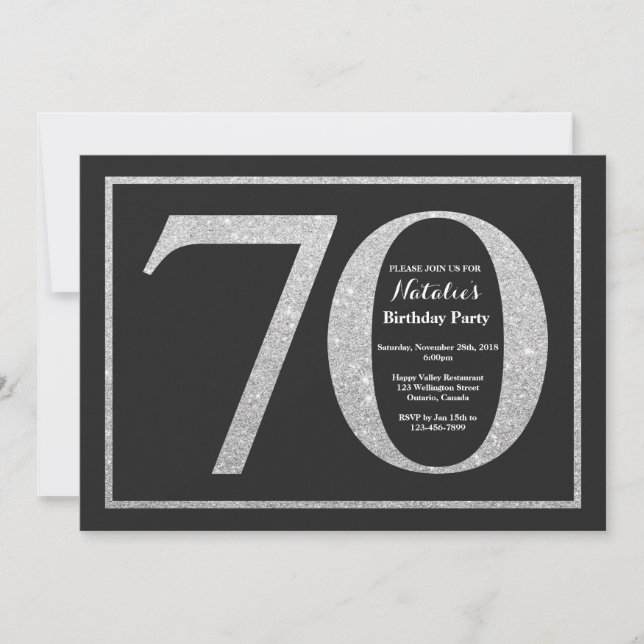 Invitación Cumpleaños 70 Años Pizarra Brillo Plate (Anverso)