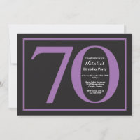 Cumpleaños 70 años Pizarra de tiza morada y negra