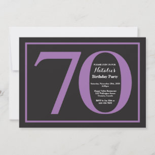 Invitación Cumpleaños 70 años Pizarra de tiza morada y negra