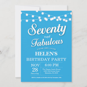 Invitación cumpleaños 70 azul fabuloso
