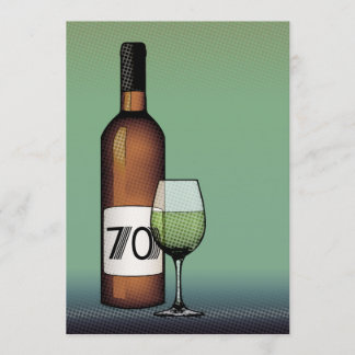 Invitación Cumpleaños 70: botella de vino de media tonalidad