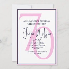 Invitación Cumpleaños 70 Coastal Chic Rosa