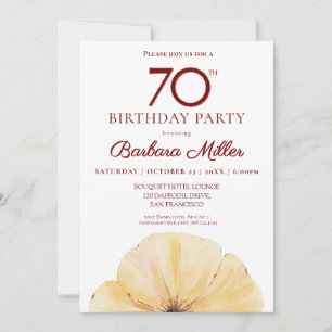 Invitación Cumpleaños 70 de la Floral - elegante caída amaril