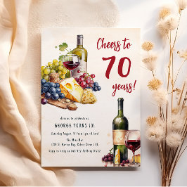 Invitación Cumpleaños 70 de Queso y Vino para Adultos