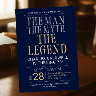 Invitación Cumpleaños 70 El hombre El mito La leyenda