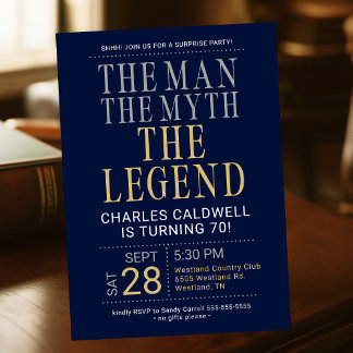 Invitación Cumpleaños 70 El hombre El mito La leyenda