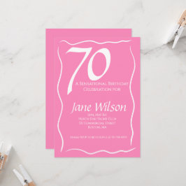 Invitación Cumpleaños 70 Elegante Femenino Rosa Escritura