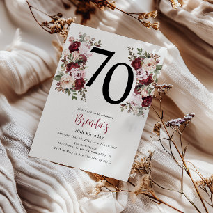 Invitación Cumpleaños 70 Elegante Floral