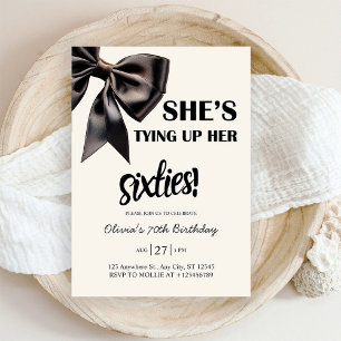 Invitación Cumpleaños 70 Elegante Lazo Negro