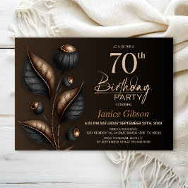 Invitación Cumpleaños 70 Estilizado con Eucalipto Negro y Cob